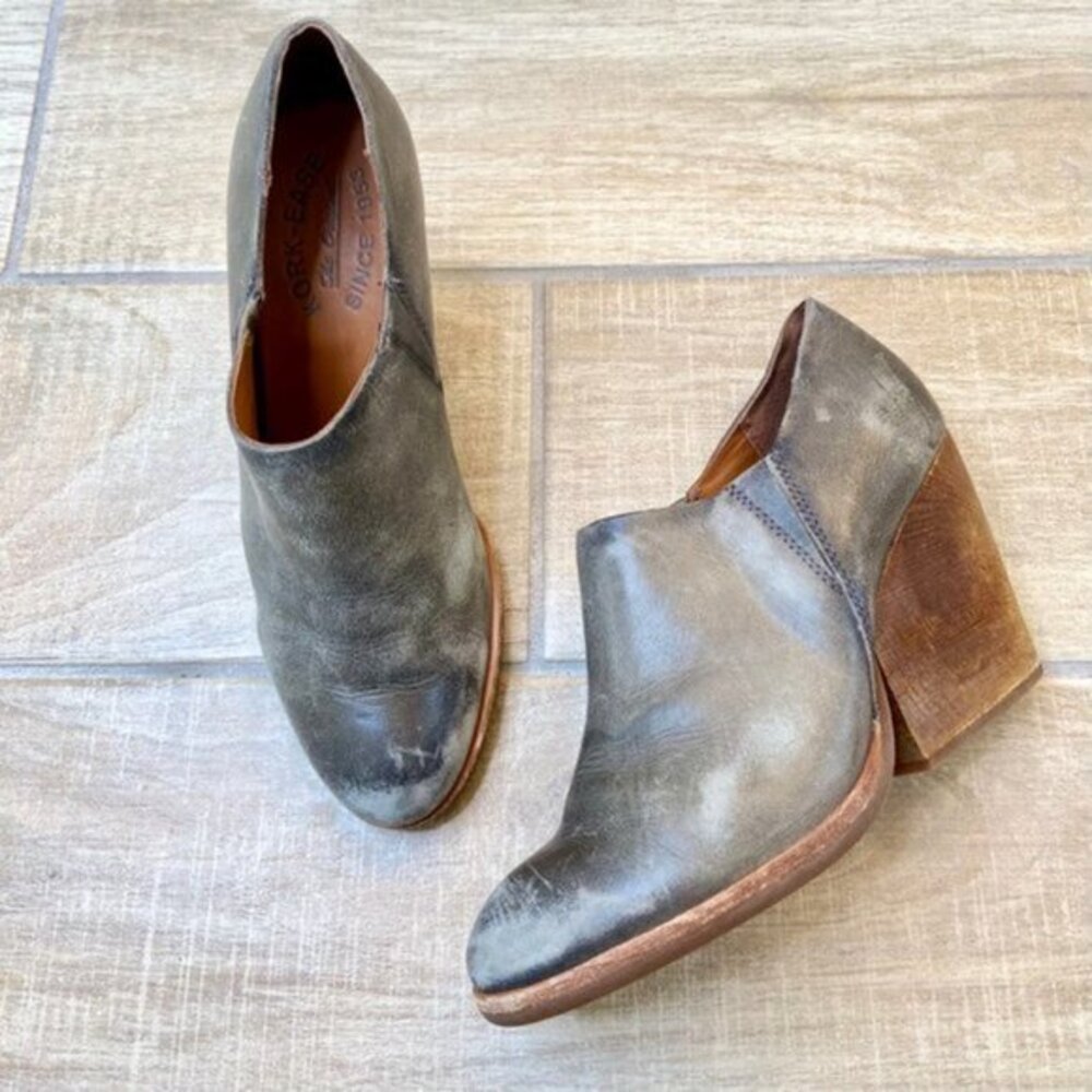 Kork Ease Leav Demi Distressed Leather Ankle Booties Size 6 MSRP $165